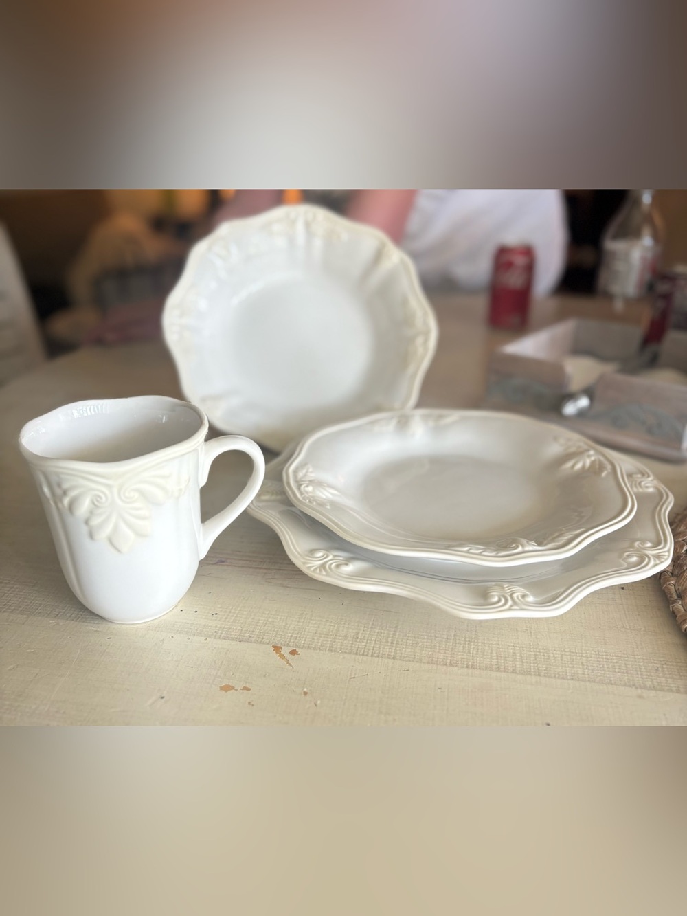 Lenox White Scalloped Embossed Dinnerware Set